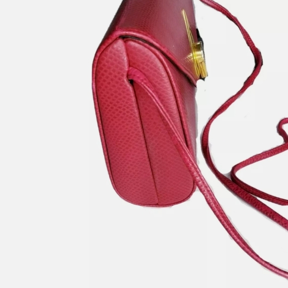 Ande Red Leather Crossbody Clam Shell Purse Vintage 1980s - Picture 7 of 10